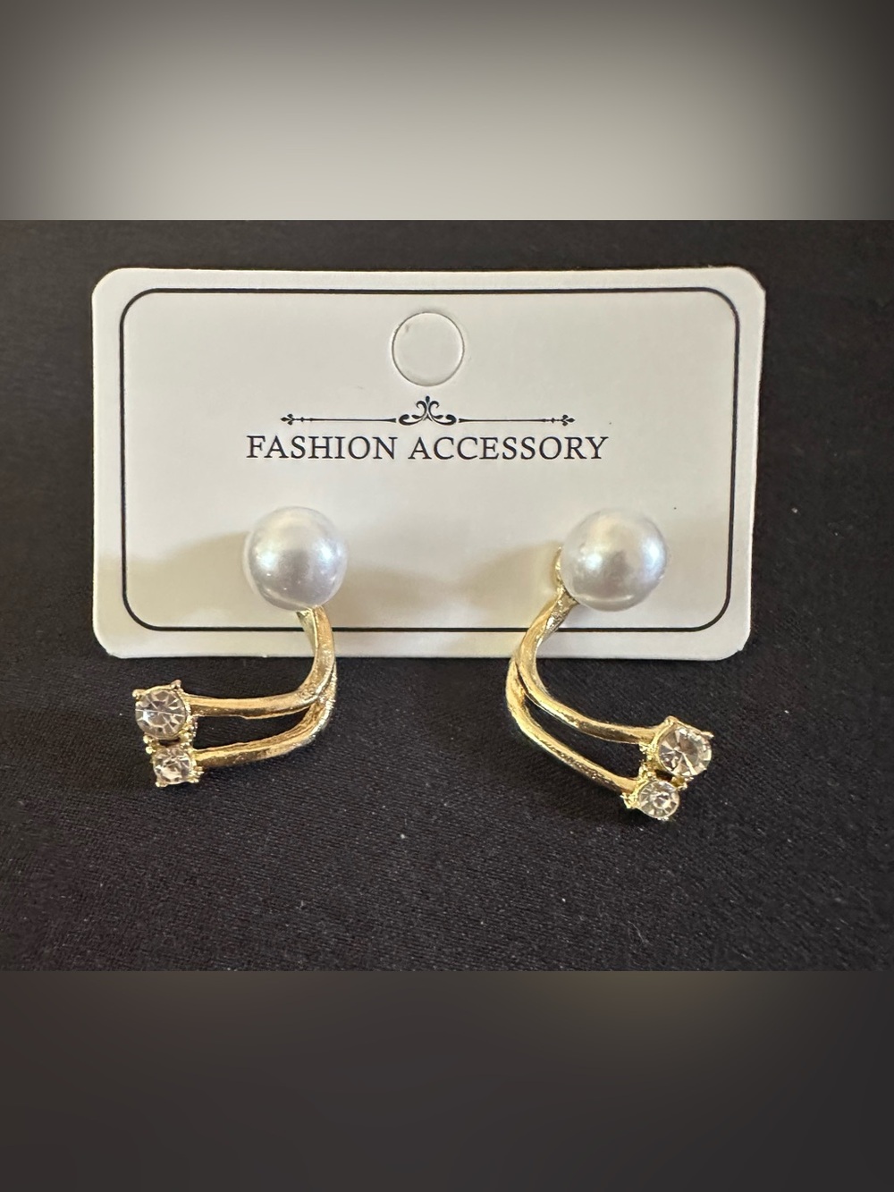 Gold Pearl and Crystal Drop Earrings